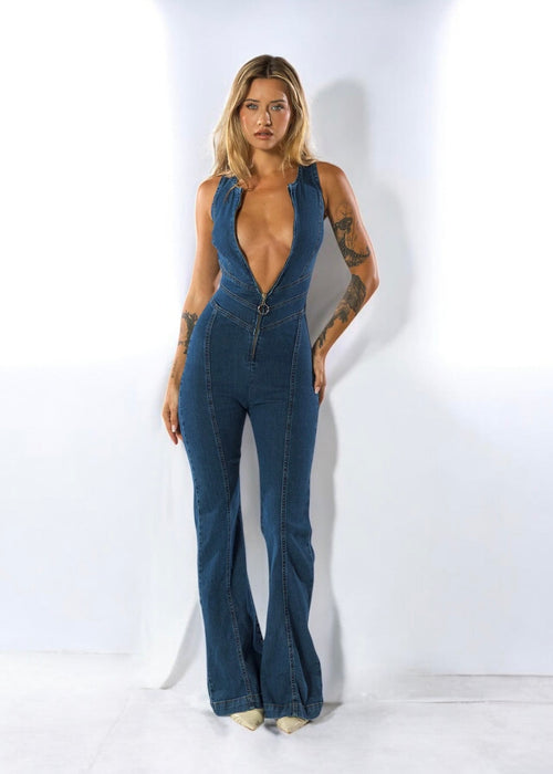 Heart Denim Jumpsuit