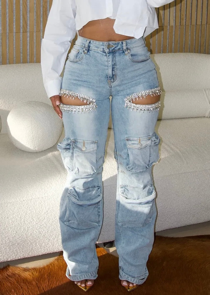 Aurora Crown Bejeweled Denim