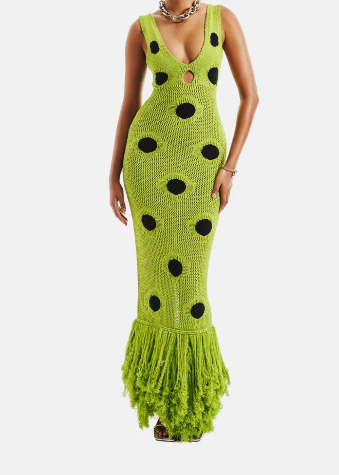 Hollow-Knit Sculpting Maxi Skirt