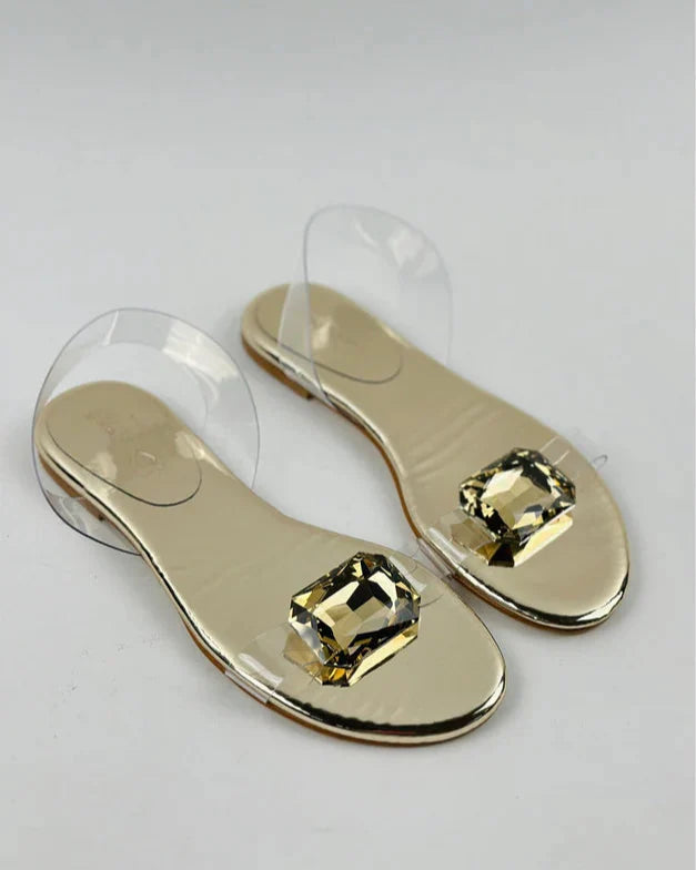 Seraphina Royal Golden Crystal Sandals