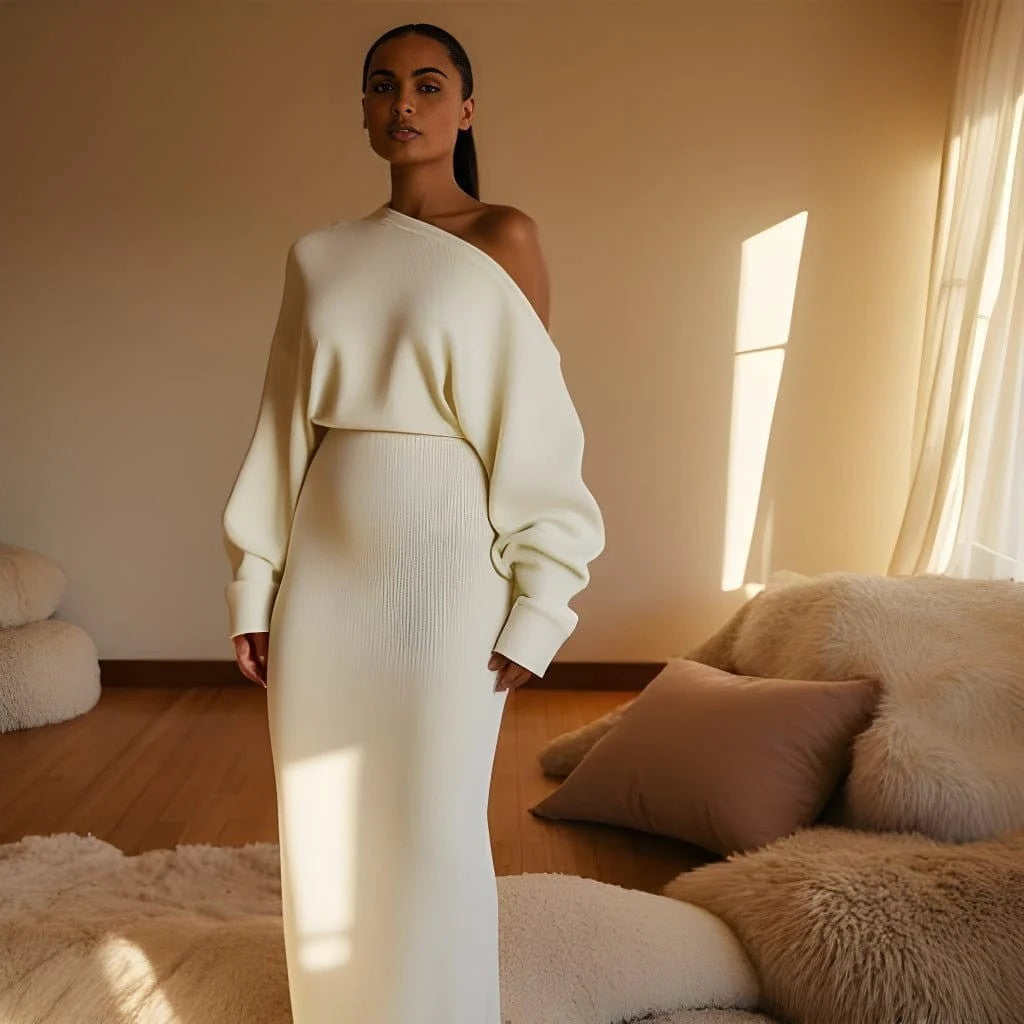 Luxury Drop Shoulder Sweater Dress