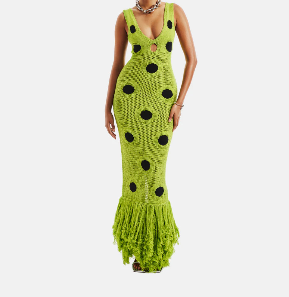 Hollow-Knit Sculpting Maxi Skirt