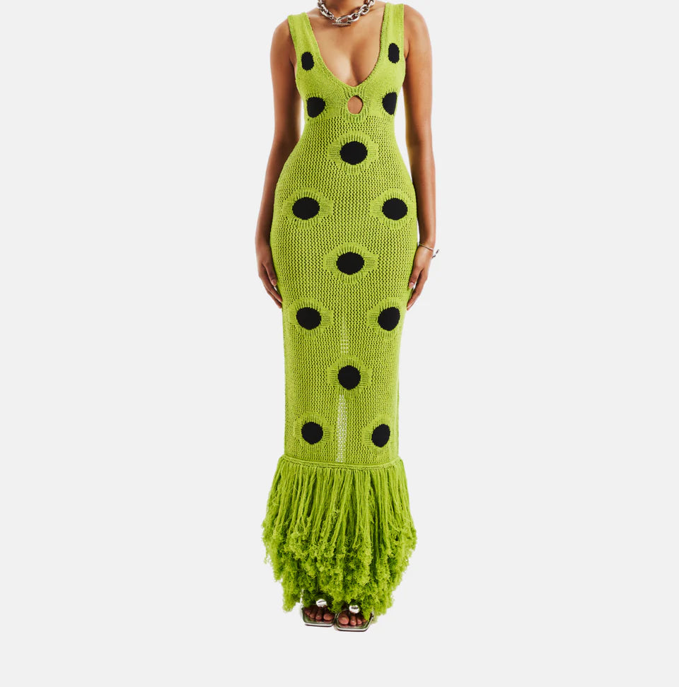 Hollow-Knit Sculpting Maxi Skirt