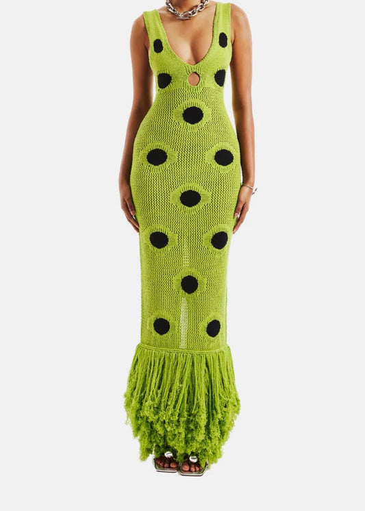Hollow-Knit Sculpting Maxi Skirt