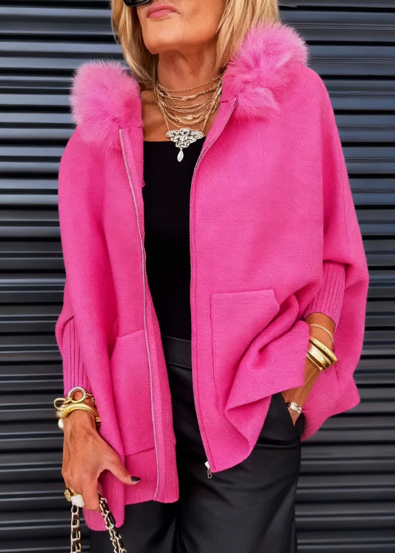 Aria Luxe Fur-Collar Tailored Jacket