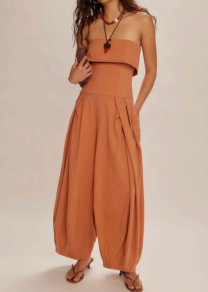 LunaFold Strapless Fold-Bust Jumpsuit